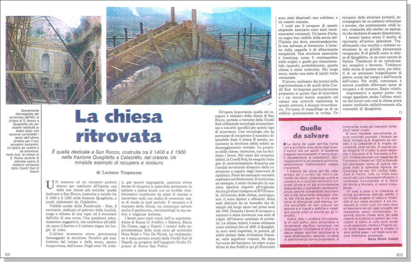 Articolo a cura di Luciano Trapanese su una rivista specializzata in restauro dell'epoca